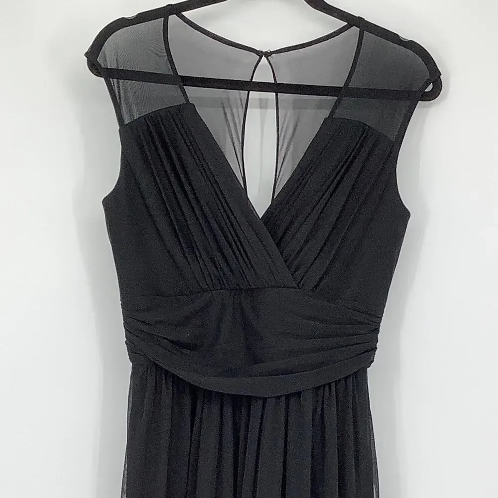 NEW! Alfred Sung Women's 10 Chiffon V-Neck Maxi Black Dress $231 msrp J2-11 - Picture 6 of 9